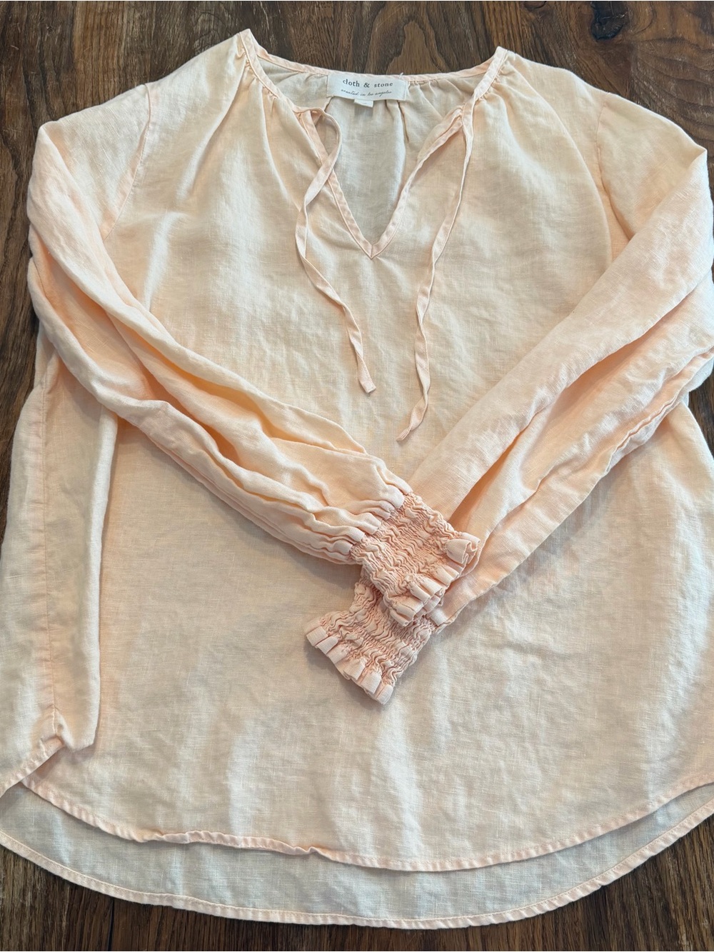 cloth & stone Peach Tie-Neck blouse medium
